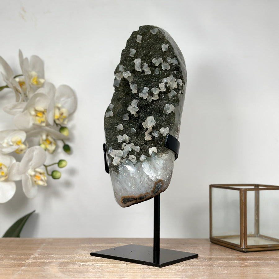 Top Quality Green Sugar Amethyst Specimen with Calcite inclusions - MWS1824