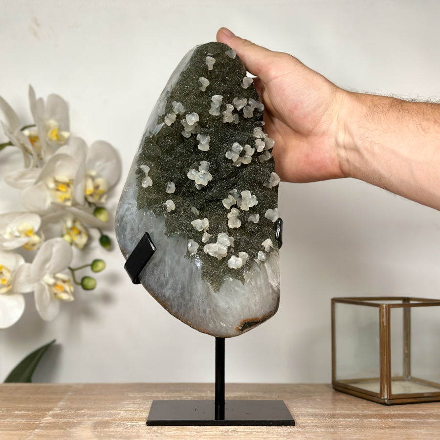 Top Quality Green Sugar Amethyst Specimen with Calcite inclusions - MWS1824