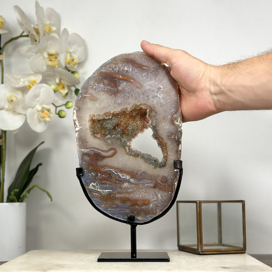 Unique Large Green &amp; Yellow Sugar Druzy Crystal Portal - MWS1961
