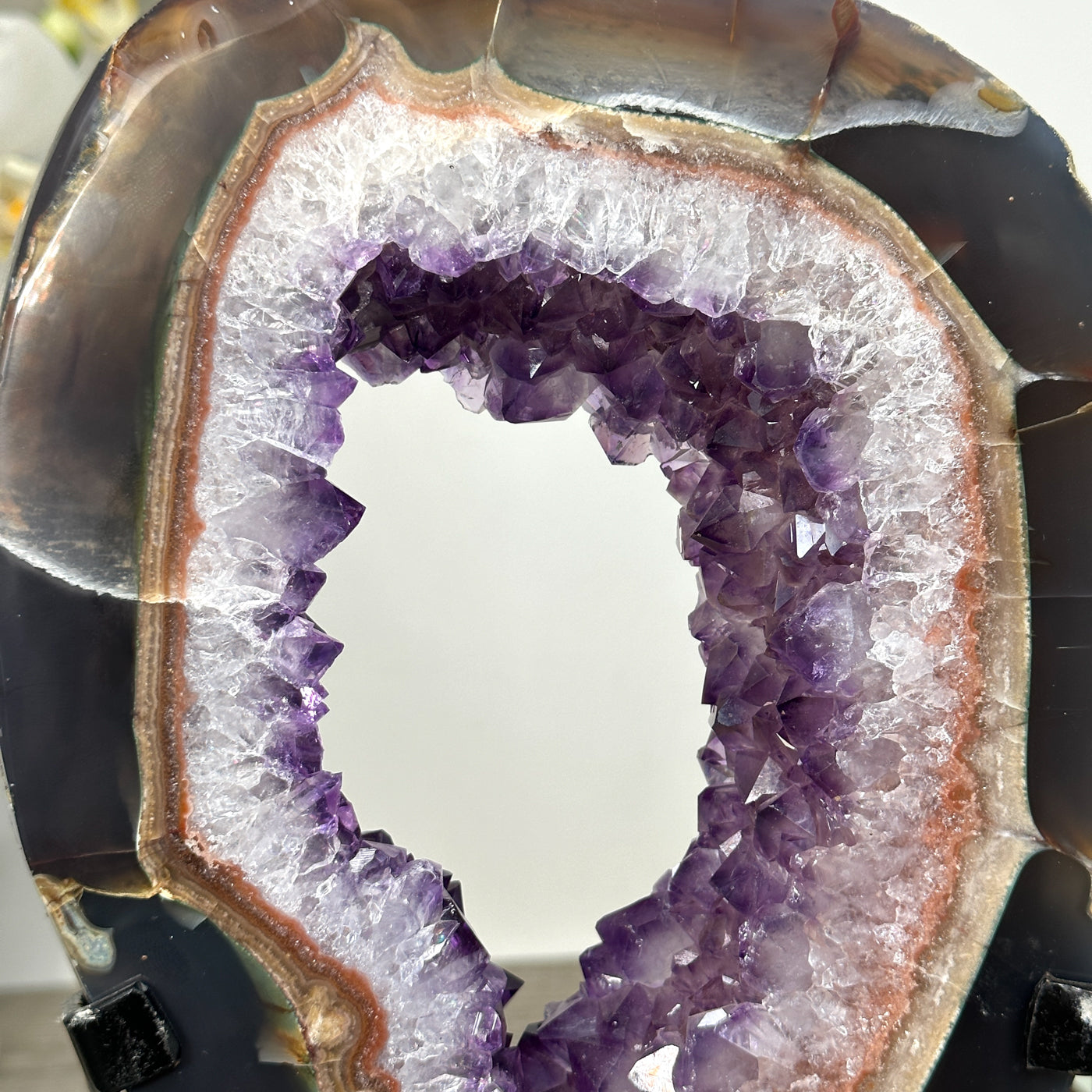 Amethyst Geode Slice Portal with Purple Crystal Center for Home Decor - MWS2657