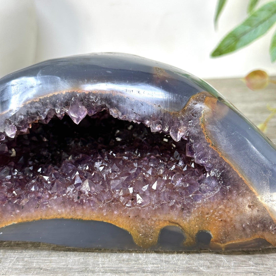 Amethyst &amp; Blue Agate Stone Geode - STGE0076