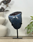 Polished Blue Agate & Amethyst Geode on Stand - MWS3186