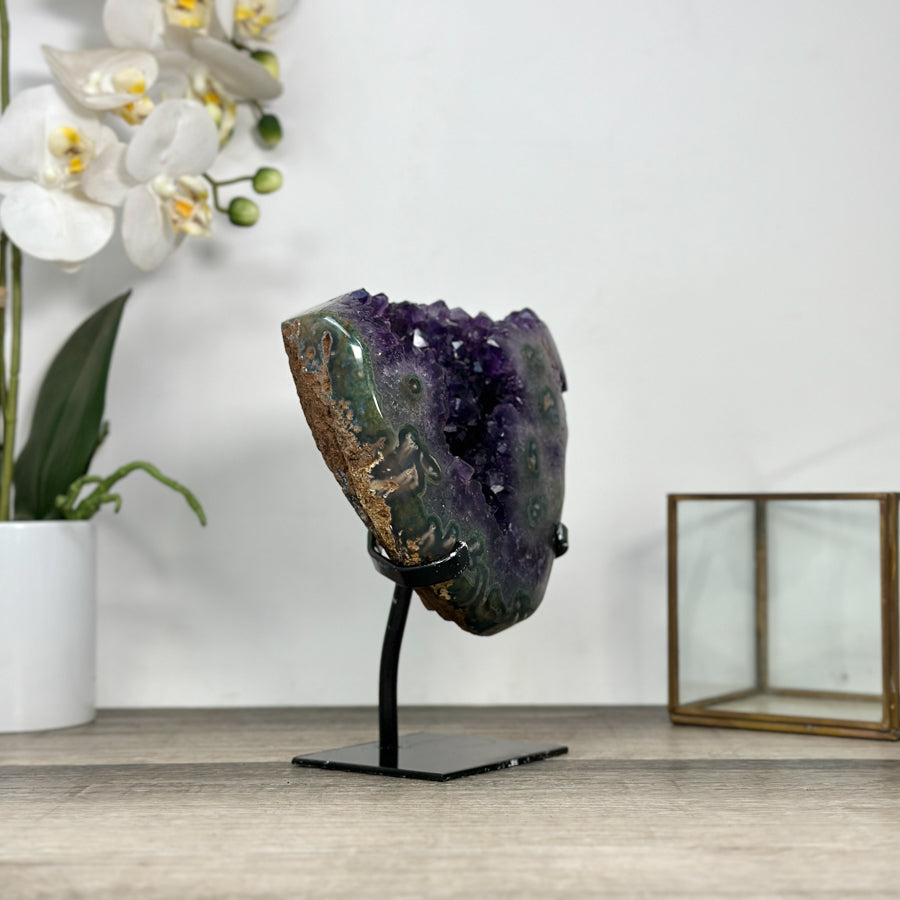 Amethyst Geode on Stand with Deep Purple Crystals – Natural Display Specimen - MWS2822