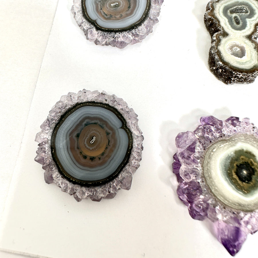 Unique Amethyst, Agate &amp; Jasper Stalactite Slices Set - Natural Crystal for Handmade Jewelry - STS0072
