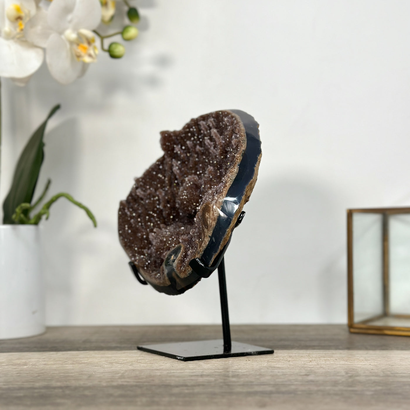Brown Tone Druzy Agate Geode for Home Decor Display - MWS2675
