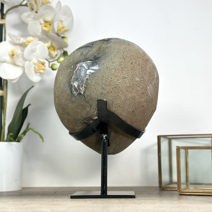 Natural Large Amethyst Geode with Black Metal Display - MWS2187