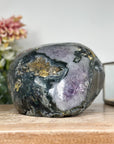 Amethyst & Agate Stone Geode with Calcite Crystal Formation - STGE0007