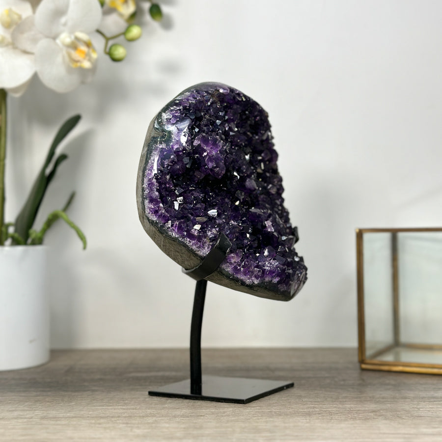 Natural Uruguayan Amethyst Geode with Deep Purple Crystals - MWS2587