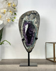Deep Purple Amethyst Geode on Metal Stand – Stunning Crystal Formation for Shelf Display - MWS2701