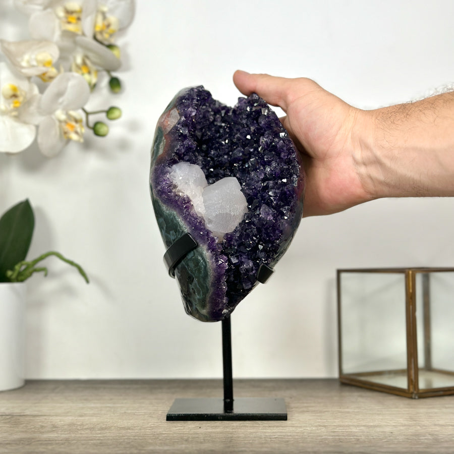Unique Natural Top Grade Amethyst Geode with Calcite Formation - MWS3027