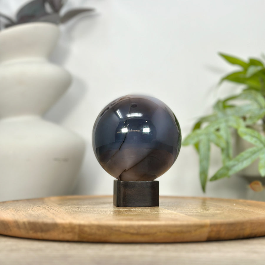 Banded Agate &amp; Druzy Quartz Sphere Geode - SPH0206