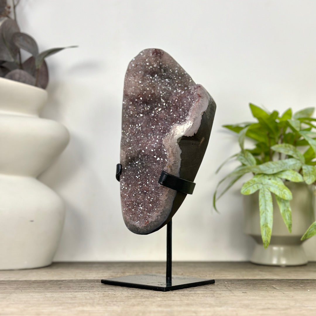 Pink Tone Amethyst with handmade Metal Stand - MWS3358