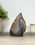 Agate & Quartz Flame Carving Geode - FST0155