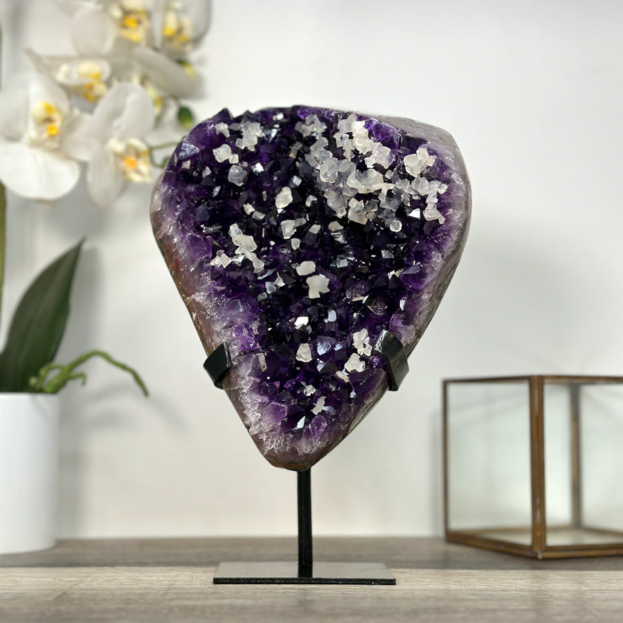 Amethyst Crystal Cluster with Calcites Formations on Stand - MWS2630
