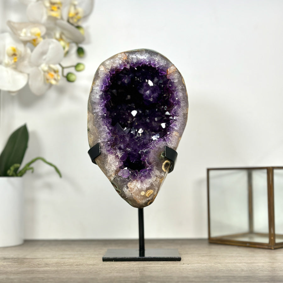 Natural Top Quality Amethyst Geode on Metal Stand - MWS3021