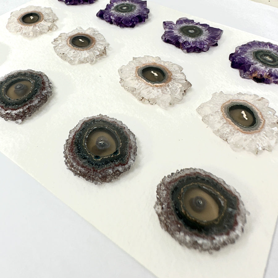 Unique Amethyst, Jasper &amp; Quartz Stalactite Slices Set - Natural Crystal for Handmade Jewelry - STS0004