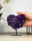 Natural Amethyst Crystal Heart with Calcite Inclusions - HST0319