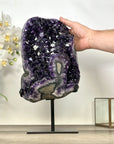 Huge Uruguayan Natural Amethyst Specimen on Metal Stand - MWS2968