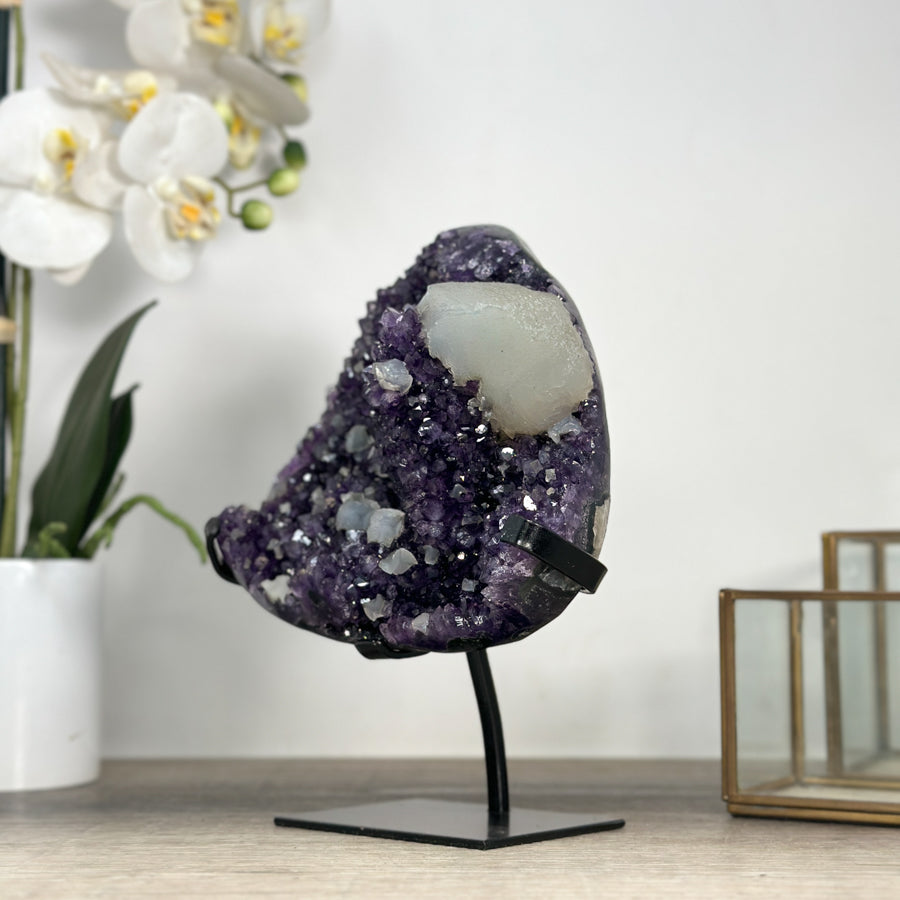Natural Amethyst Cluster with Calcite Crystal Inclusions - MWS2215