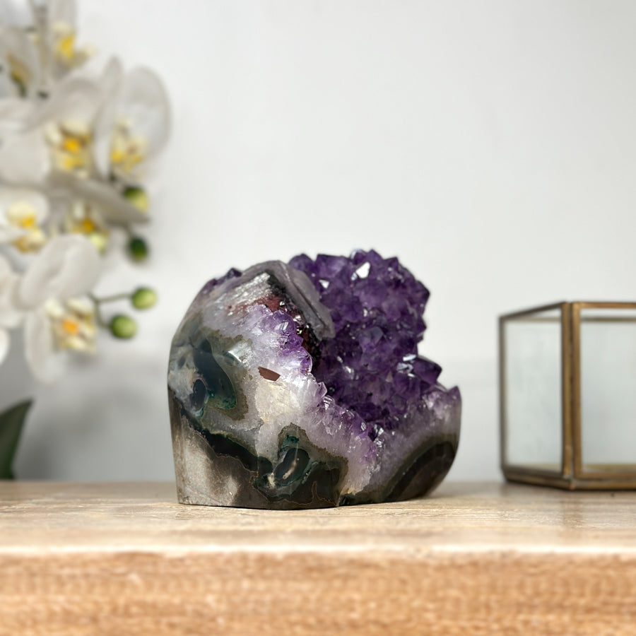 Amethyst Crystal Cluster with Calcite Inclusion - CBP1151