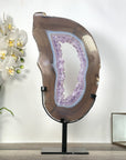 Agate Slice Portal with Amethyst Center on Stand – Home Decor Crystal - MWS2670