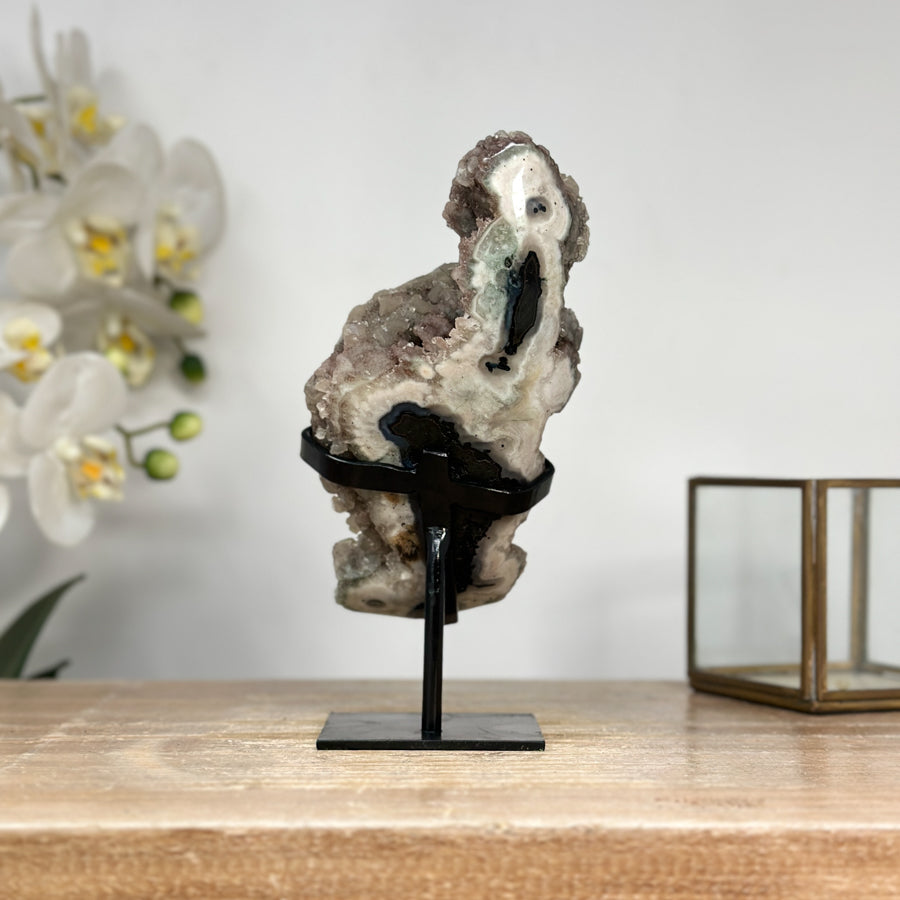 Rare Jasper &amp; Quartz Druzy Stalactite Covered with Calcite Crystals - MWS0383