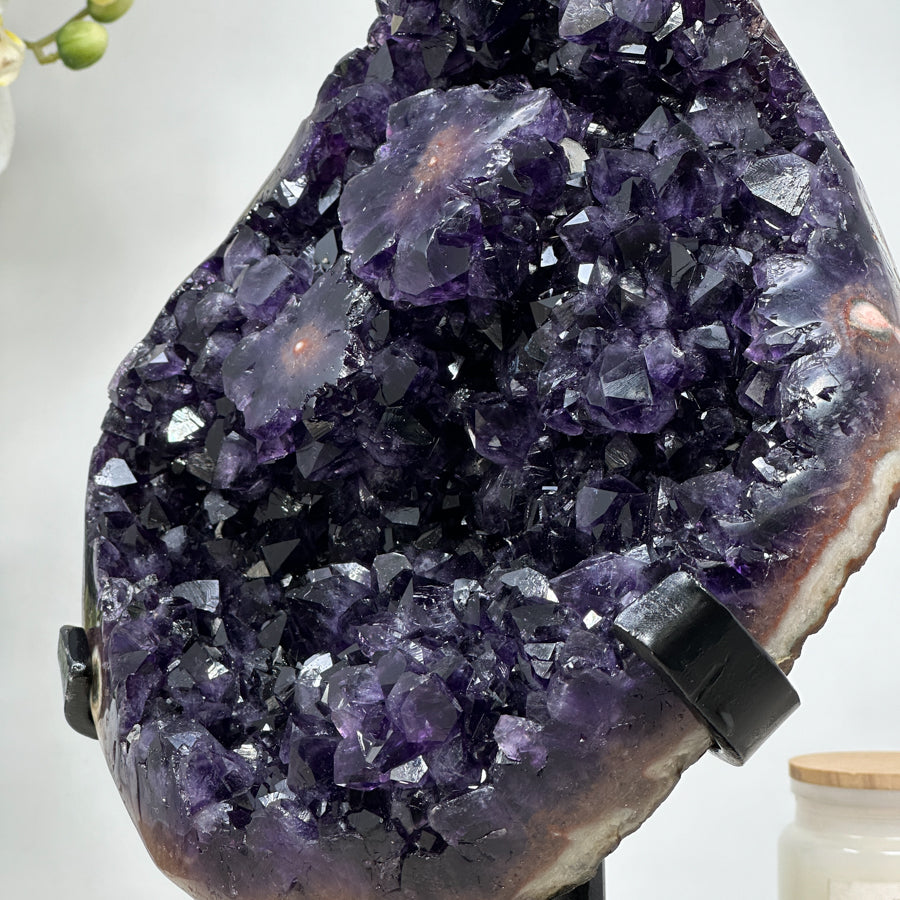 Large Top Quality Amethyst Stone Specimen, Deep Purple Color &amp; Shinny Crystals - MWS1429