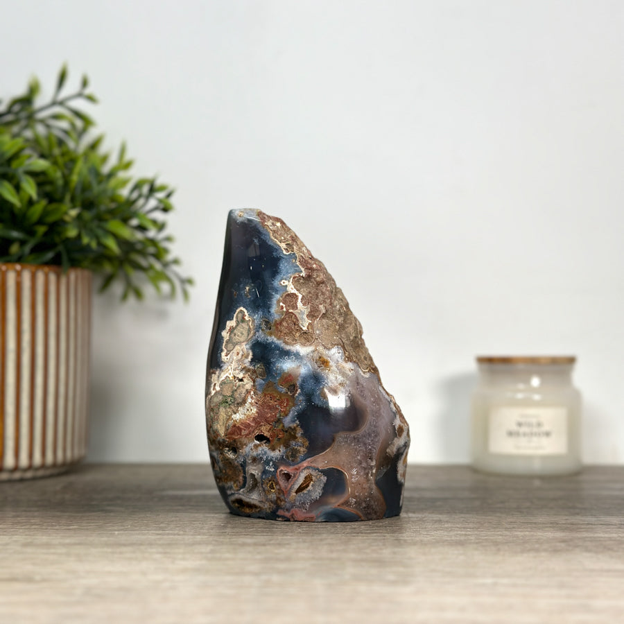 Blue Agate &amp; Amethyst Stone Flame - FST0157