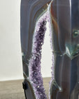 Amethyst & Agate Slice on Stand – Home Decor Crystal Display Specimen - MWS2673