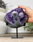 Natural Deep Purple Amethyst Cluster on Metal Stand - MWS3310