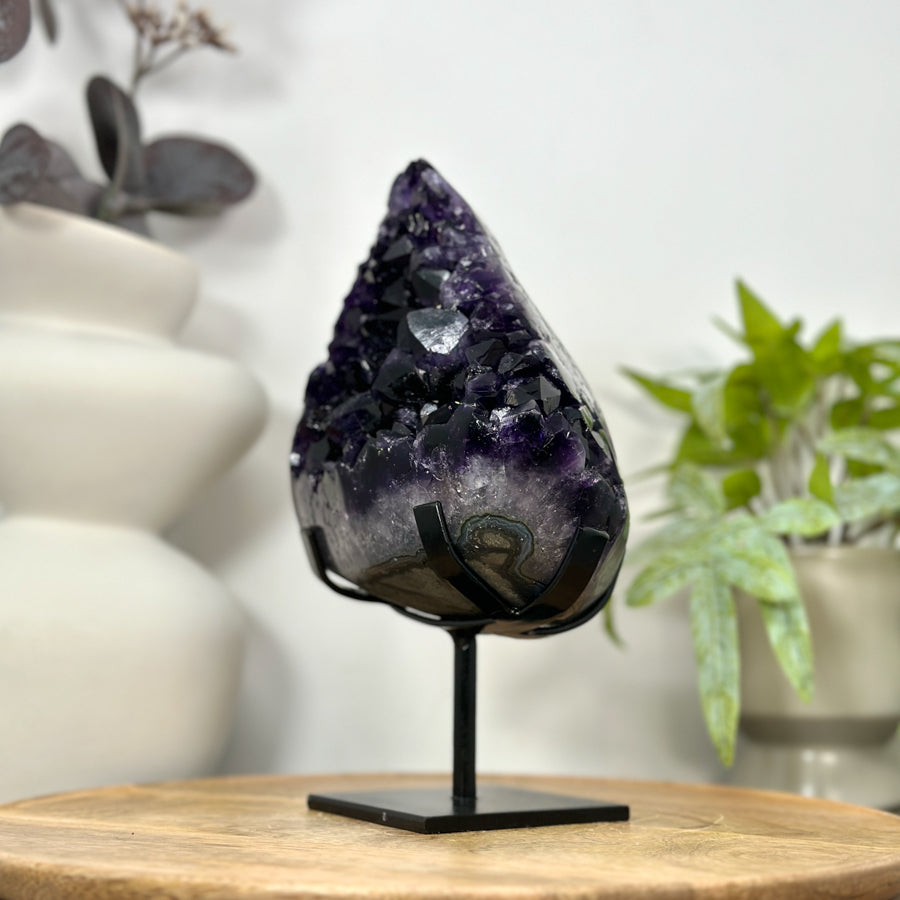 A+ Grade Amethyst Cluster from Uruguay on Metal Stand - MWS3053