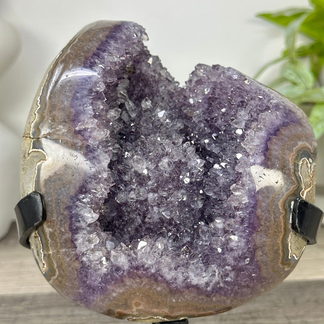 Natural Amethyst Geode on Metal Stand - MWS3327