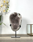 Grey Amethyst Geode on Metal Stand from Uruguay