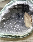 Natural Quartz & Green Jasper Stone Geode with Calcite Formation - STGE0031