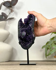 Natural Agate & Amethyst Geode on Metal Stand - MWS3180