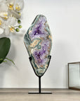 Amethyst, Quartz & Green Jasper Slice on Metal Stand - MWS2924