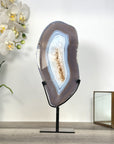 Agate Slice on Stand with Blue and White Bands | Home Decor Display - MWS2661