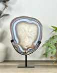 Stunning Natural Agate & Quartz Slice on Stand - MWS3245