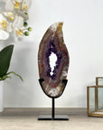 Natural Amethyst & Quartz Geode Slice with Metallic Stand - MWS2238