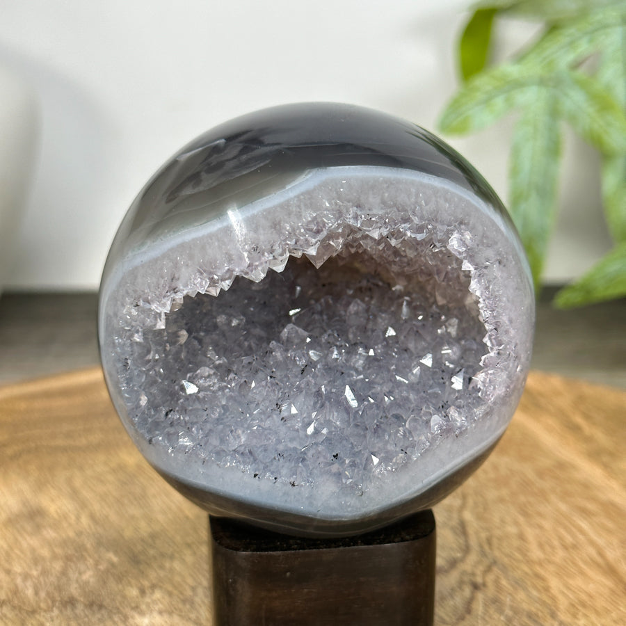 Quartz Druzy &amp; Agate Sphere Geode - SPH0198