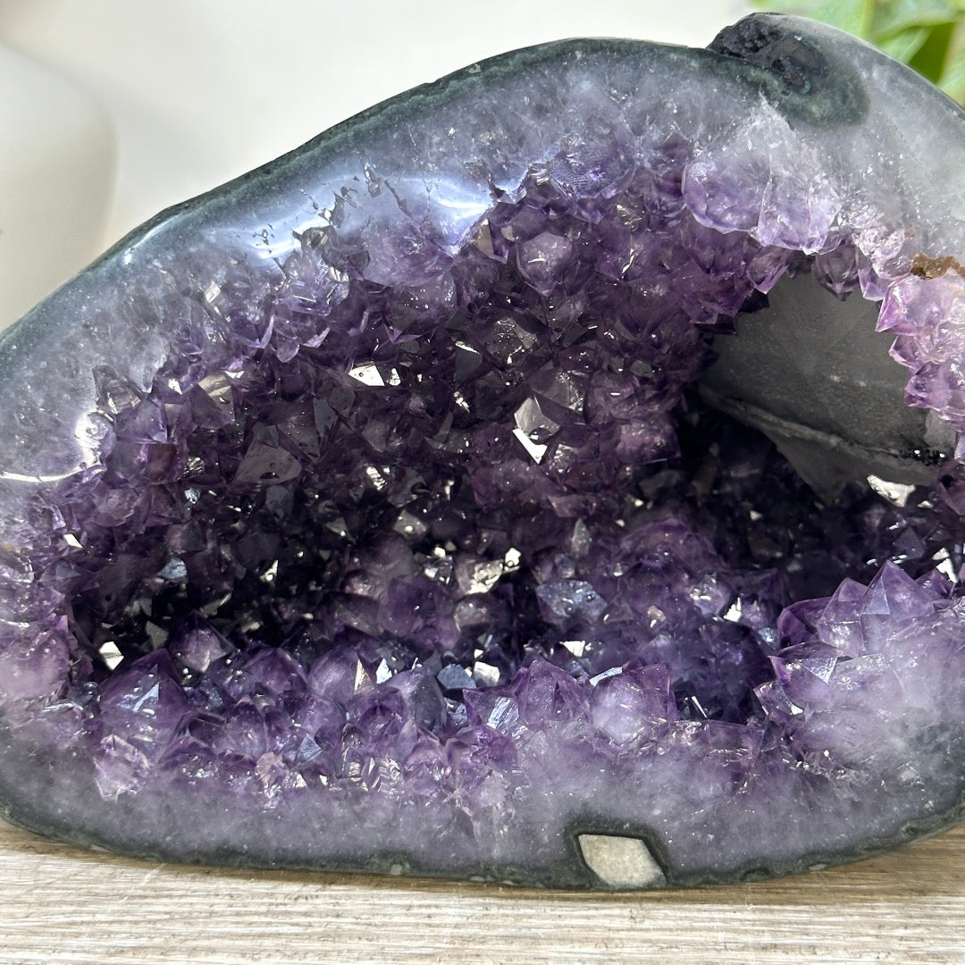 Natural Amethyst Geode with Calcite Inclusion from Uruguay - STGE0064
