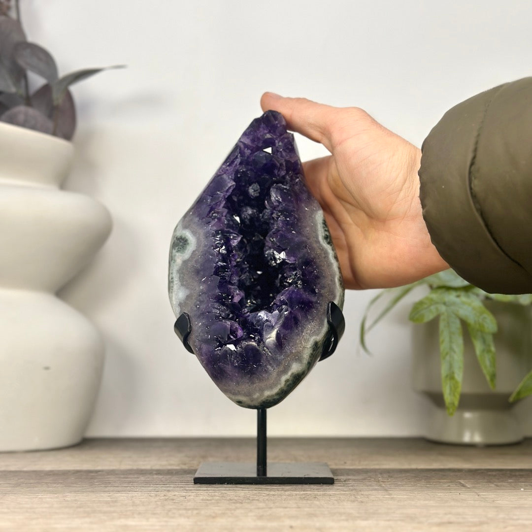 Top Quality Natural Amethyst Geode with Green Japer Shell - MWS3348