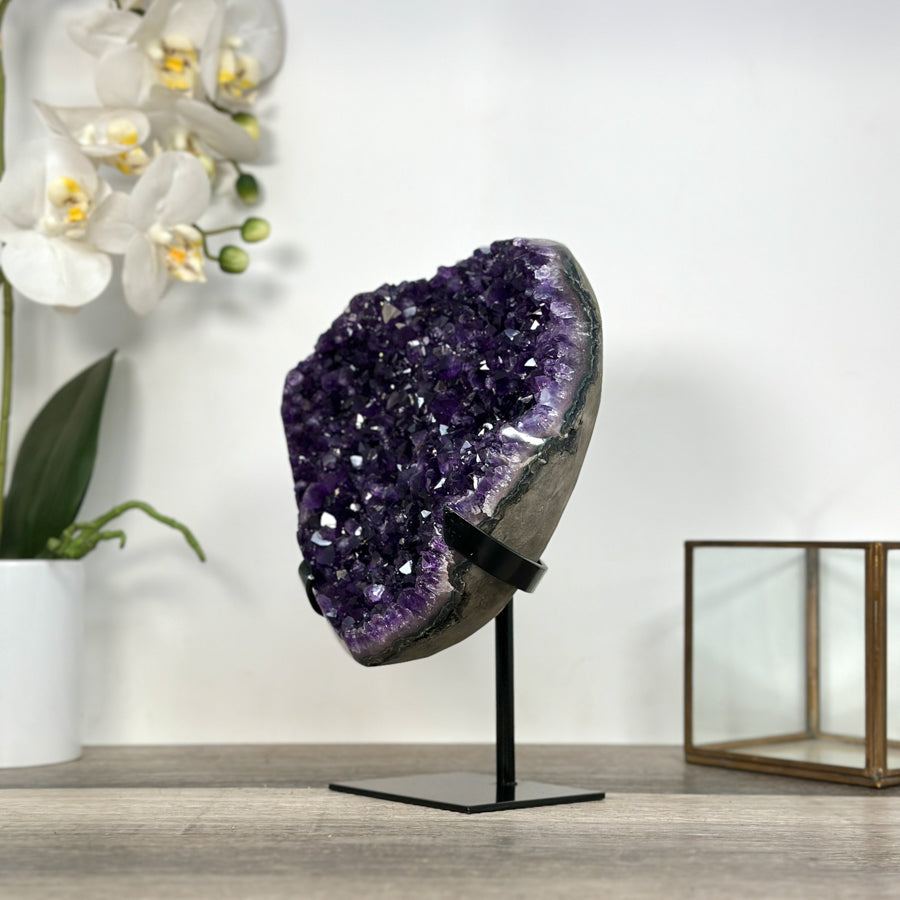 Amethyst Crystal Cluster on Stand - Purple Mineral Display for Home Decor - MWS2639