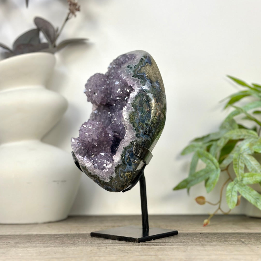 Natural Uruguayan Crystal Geode on Stand with Stalactite Formations - MWS3276