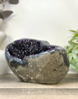 Natural Amethyst Geode with Calcite Crystal Formation - STGE0053