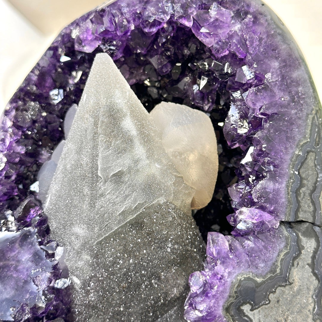 Collection Grade Natural Amethyst Geode with Calcite Point - CBP1411