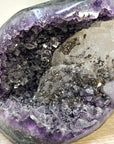 Natural Uruguayan Amethyst Geode with Calcite Formation Covered with Sugar Quartz Crystals - CBP1412