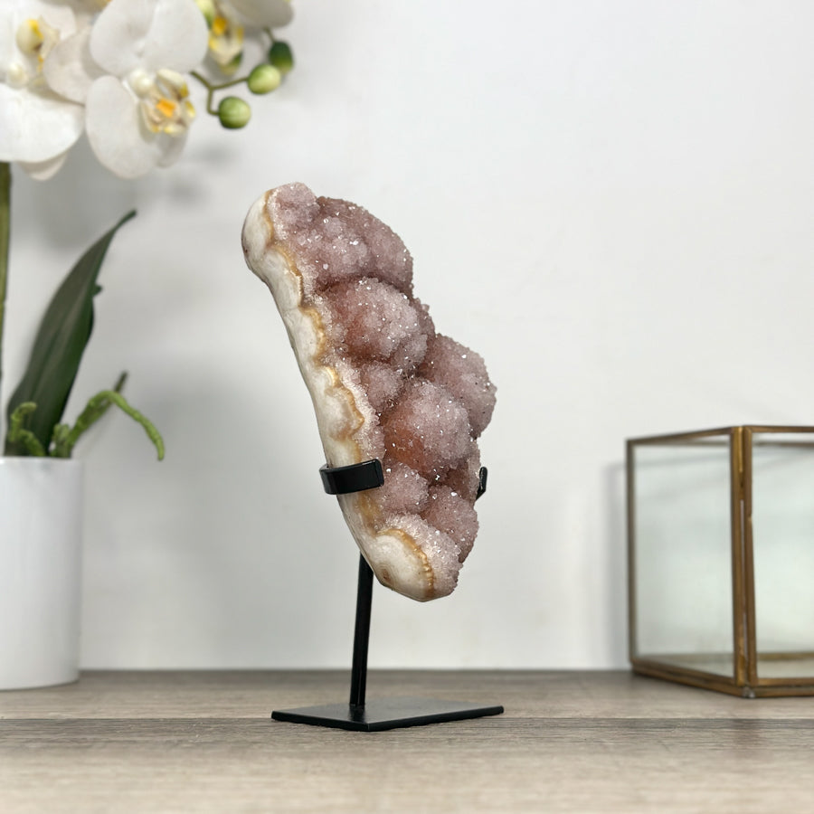 Natural Rainbow Quartz Cluster on Metal Stand - MWS2855