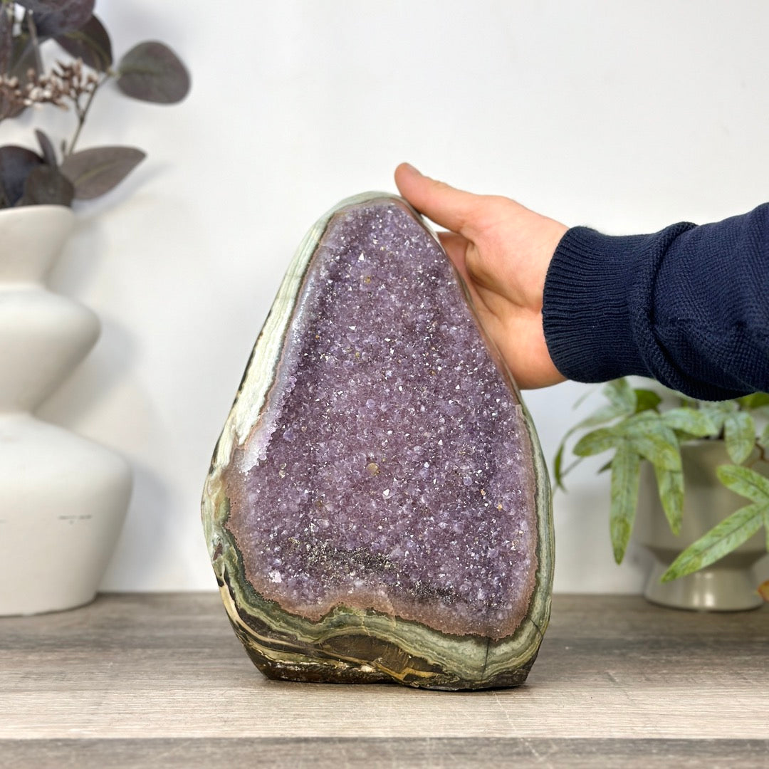 Huge Natural Amethyst Cathedral with Unique Green Jasper Shell - CBP1430