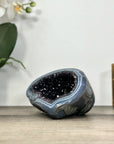 Natural Amethyst Druzy & Blue Banded Agate Stone Geode - STGE0018